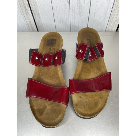 Naot Ashley Sandals Rhinestones Red Patent Leather Strap Size 42 US 11 - Picture 2 of 6